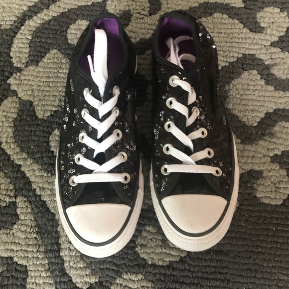 converse black sequin sneakers